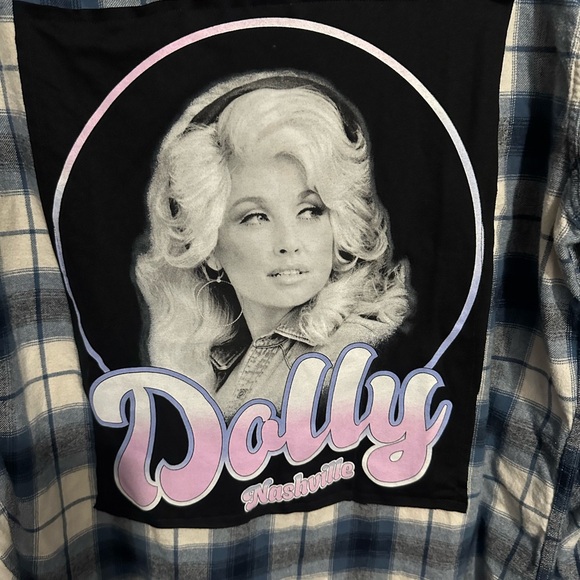 Dolly Nashville upcycled flannel tee made by me - Picture 3 of 4